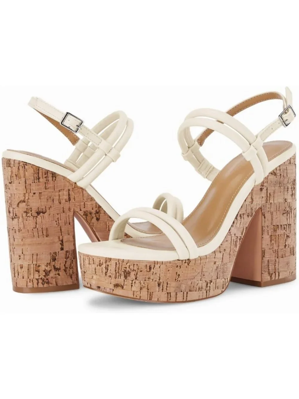 Stylish Women's Open Toe Cork Wedge Heels - Slingback Ankle Strap Summer Sandals